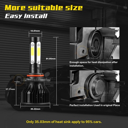 4-Sides 9005 HB3 LED Headlight Super Bright Bulbs Kit High/Low Beam White 6000K - Picture 3 of 24
