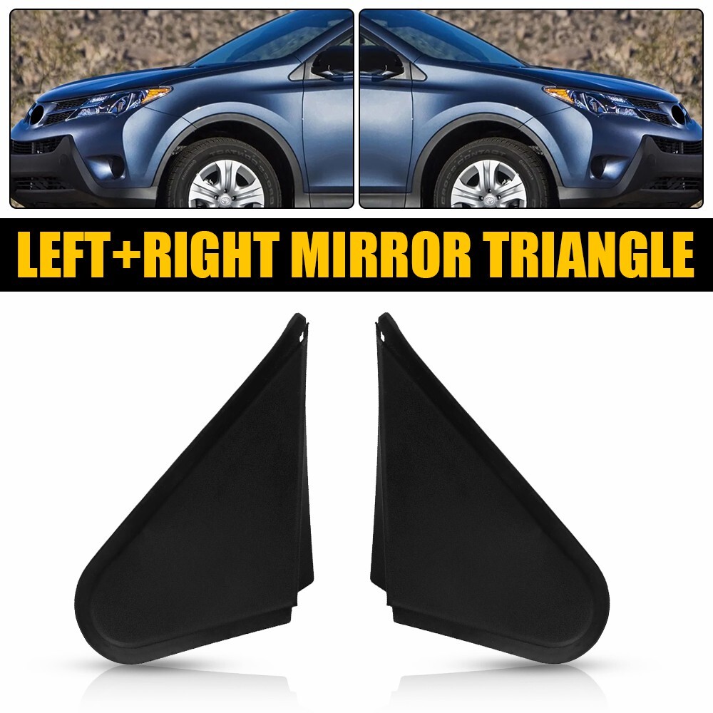 Pair For TOYOTA RAV4 2013-2018 Black Car Side Mirror Corner Triangle Cover Trim