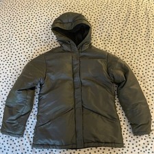 Elle Feather Down Filled Ladies Coat Size L Hooded Iridescent Green