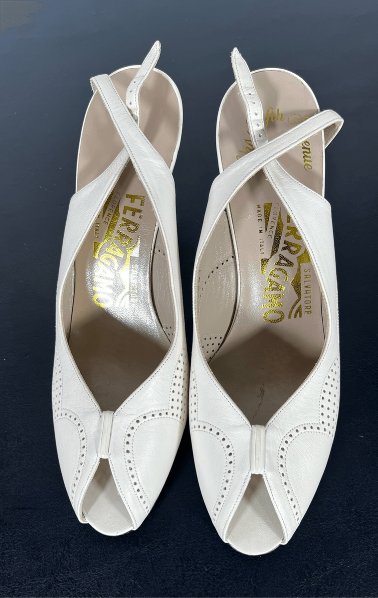 Salvatore Ferragamo slingback peep toe heels size 6 1/2 | eBay 