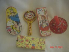 FUN LOT 5 Vtg. TIN LITHO TOY NOISE MAKERS 3 Japan / 1 USA PLASTIC HANDLES
