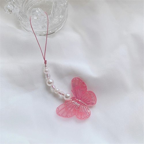 Luminous Butterfly Pendant Universal Phone Chain Strap For Mobile Phone Pearl - 第 11/17 張圖片