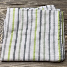 Ideal Baby Green Gray Striped Infant Baby Receiving Blanket