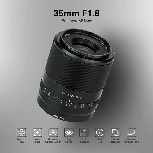 Viltrox 35mm f/1.8 F1.8 Full Frame Autofocus Lens for Nikon Z5 Z50 Z6 Z7 open US