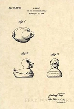 Rubber Ducky Official US Patent Art Print Original Vintage Duck Bath Toy - 227