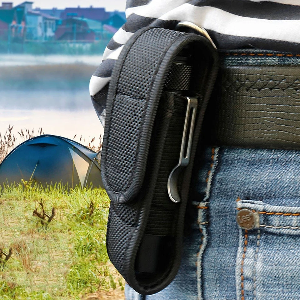 Waterproof Flashlight Holder Nylon Belt Holster Flashlight Torch Case Pouch - Image 2 of 4