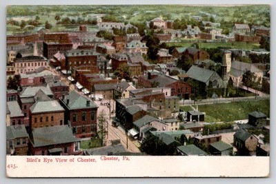 Chester PA Bird's Eye View Postcard 1910 C.E. Wheelock Cityscape