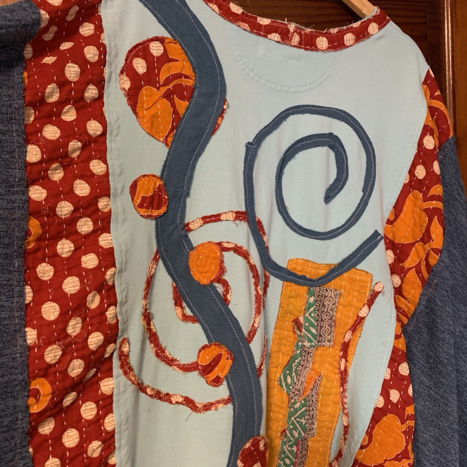 Upcycled Plus Size Poncho Batwing Patchwork Boho … - image 8