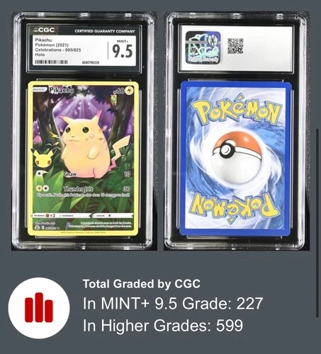 Pikachu 005/025 Celebrations Holo Rare Full Art 2021 CGC 9.5 MINT+