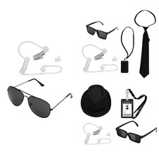 Set De Agente Secreto 6 Piezas – Gafas, Corbata, Bigotes, Auriculares, Tarjeta Y Cable, Disfraz Espía Para Niños Y Adultos