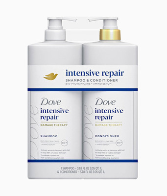 Dove Intensive Repair Shampoo & Conditioner Set Amino Serum Damaged Hair 33.8