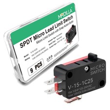 9PCS SPDT Micro Limit Switch, 15A 125/250VAC, 3 Pin Push Button 1NO...