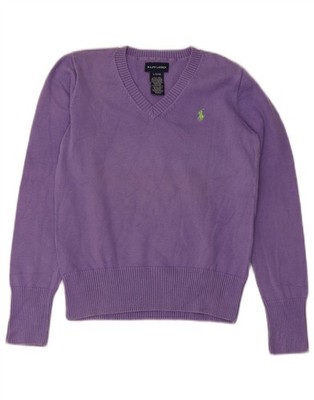Ralph Lauren Jungen V-Ausschnitt Pullover Pulli 12-13 Jahre Large Lila Baumwolle CF20