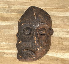 Vintage Hand Carved Wooden Wall Art Abstract Face Mask Decorative Sculpture