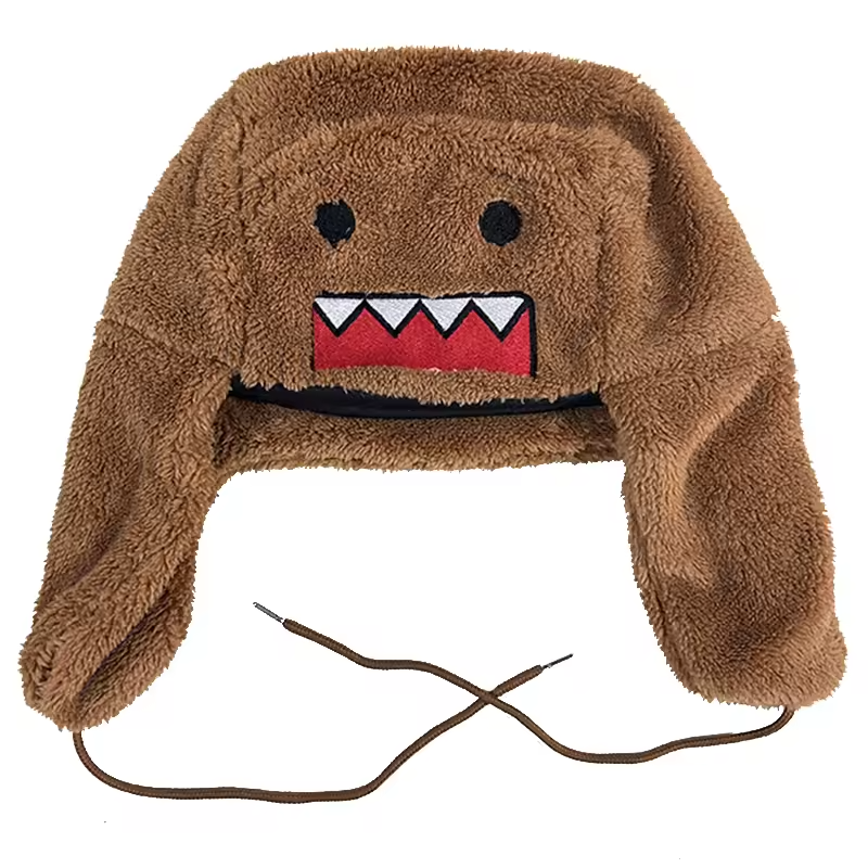 Domo Kun Furry Trapper Hat | Plush Winter Cap | Cosplay  display picture 2