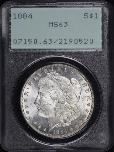 1884 Morgan Dollar PCGS MS-63 Old Green Rattler Holder - Never Submitted to CAC!