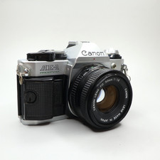 Canon AE-1 Program Black 35mm SLR Film Camera  Canon FD Lens 50mm 1.8