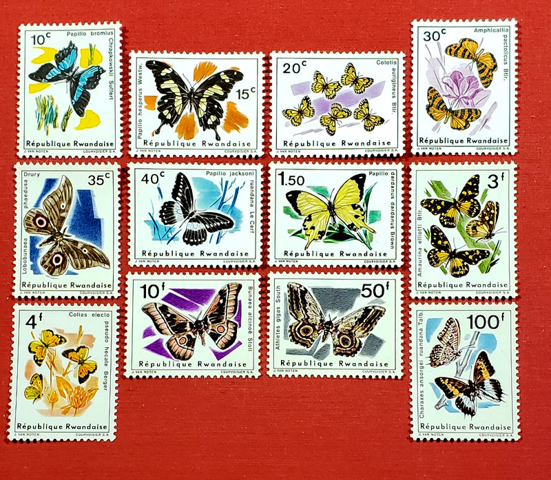 {RWANDA- Butterflies/ Scott #114-125/ MNH COMPLETE/ CV $23.00/epictronic/JC}