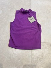 New ASOS Magenta Purple Crop Sleeveless Top Vest Size 8