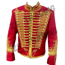 Mens Custom Hussars Tunic Coat- Gold Braided Napoleonic Military Jacket All size