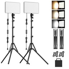 2-Pack 15W 1700Lux LED Video Lighting Kit Studio Softbox Photography Lighting