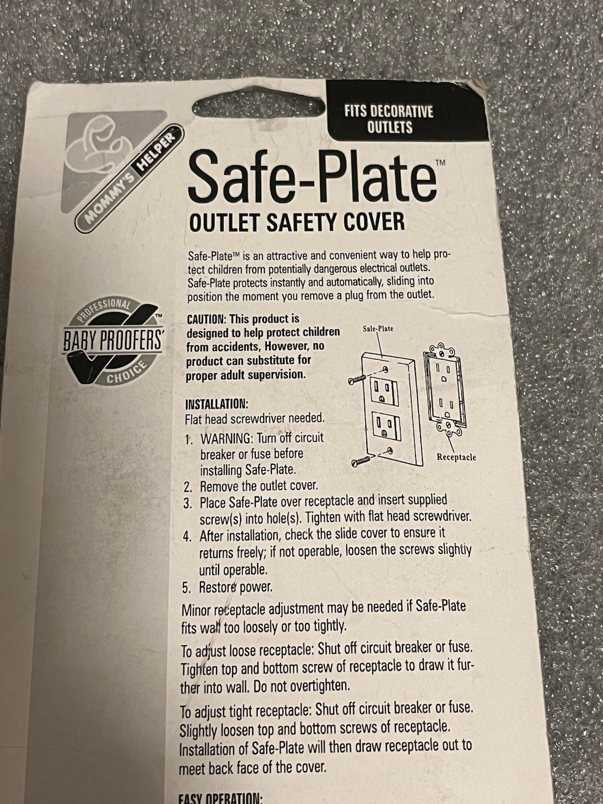 MOMMY’S HELPER SAFE PLATE COVER STANDARD WHITE OUTLET SAFETY