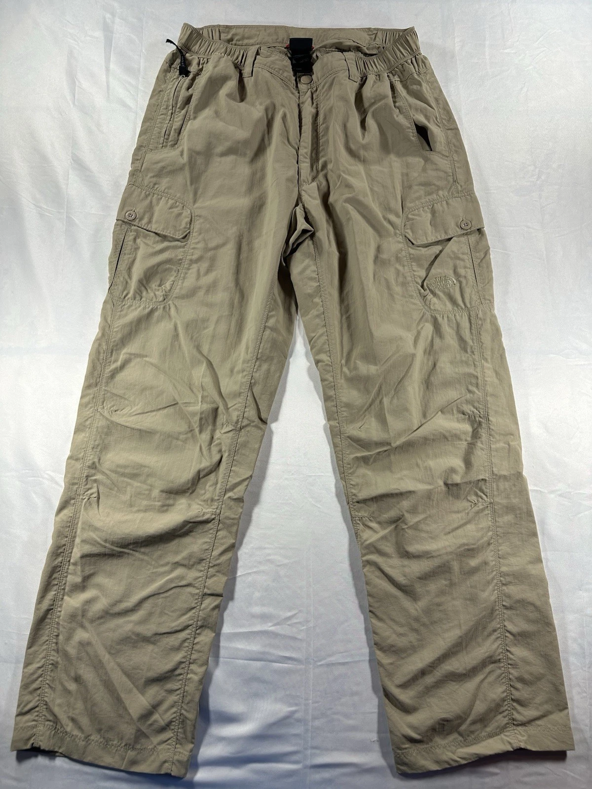 The North Face Mens Medium Khaki Nylon Hiking Cargo Pants Lightweight Outdoor