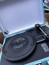 Blue Black Suitcase-Style Portable Record Player Turntable