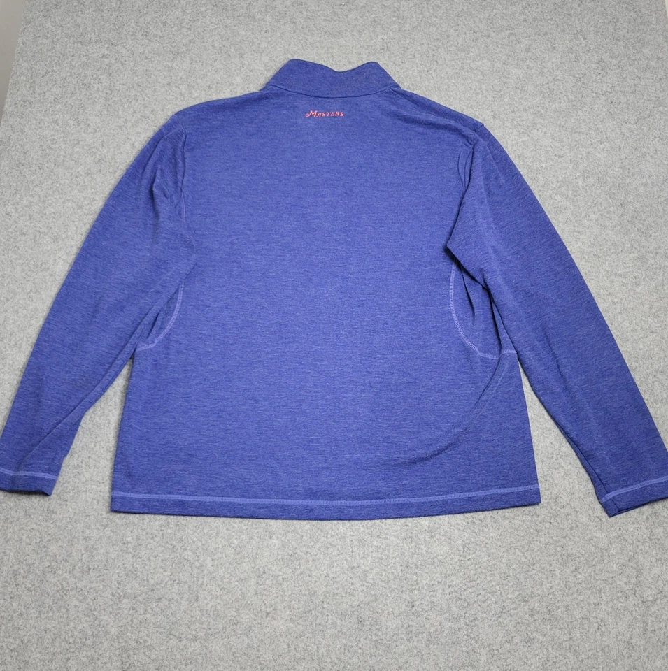 Masters Tech Pullover Mens Medium Blue Heather Quarter Zip Golf Mock Neck Logo - Image 2 of 4