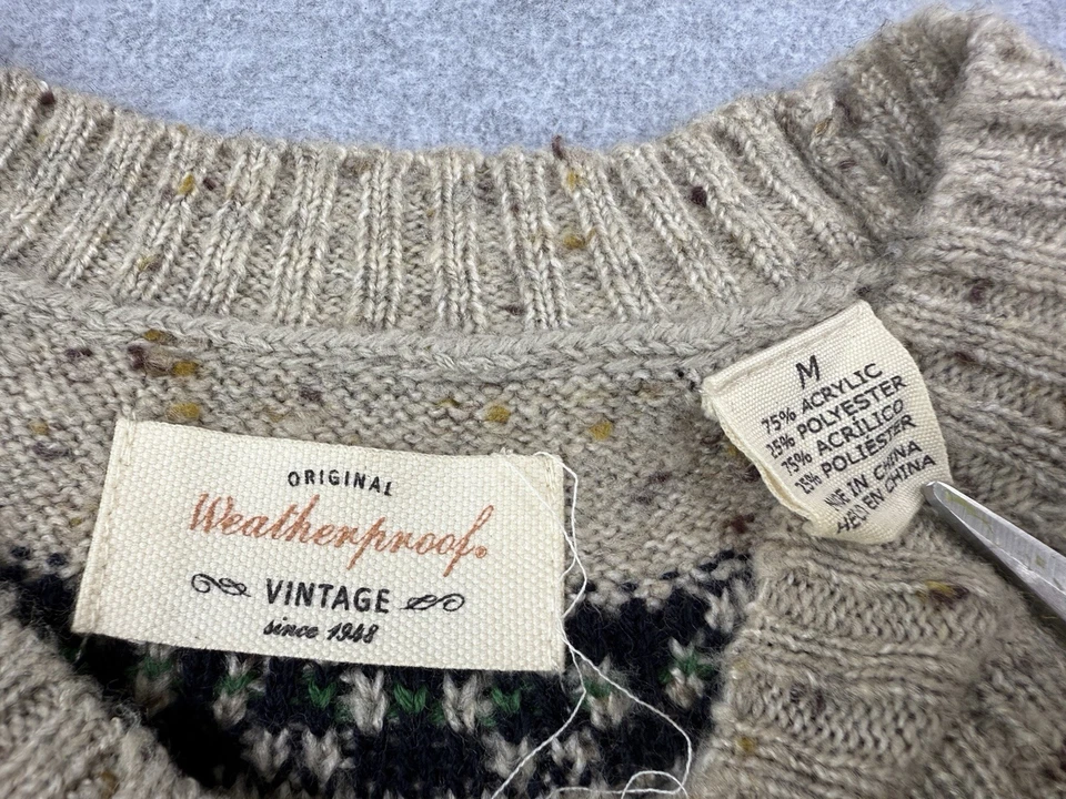 Suéter Original Impermeable Vintage 1948 Fair Isle Tejido Nórdico Para Mujer M Foto 2 de 4