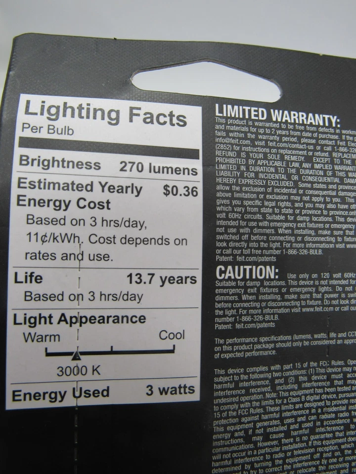 Feit Electric LED 3W E17 Intermediate Base T8 Bulb 40W Replacement Bright White - Image 3 of 4