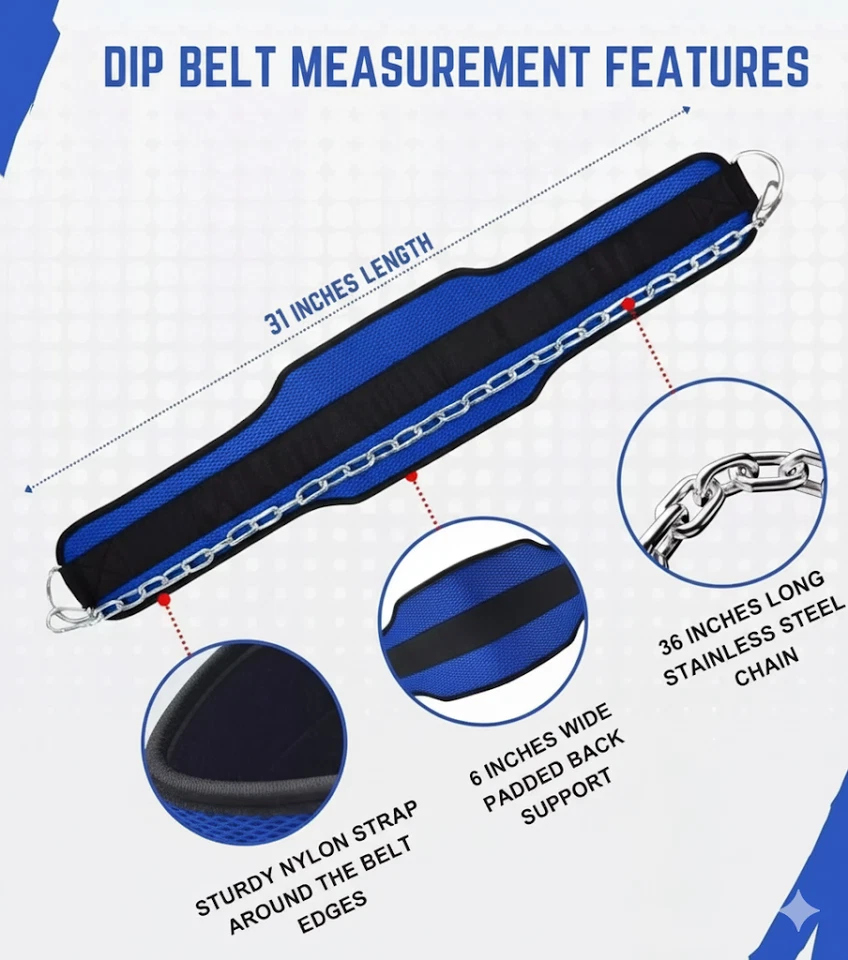 Best Heavy Duty Dipping Belt 15 CM Back Weight Lifting Dip Belt with 92 CM Chain - Image 3 of 3