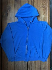 Vintage 70s 80s Blue Blank Zip Hoodie Size M