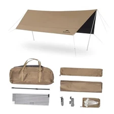  Cloud Skies Camping Tent Tarp with Poles, Waterproof PU 18000mm+ 13 x 9.6ft