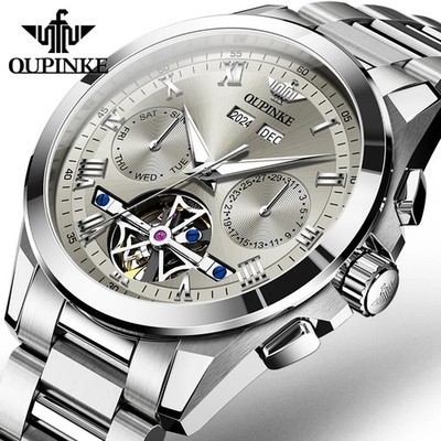 Automatic Mechanical Watch Waterproof Skeleton Luxury Dial Men Men's Strap
