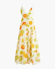 Edie Parker® X J.Crew button-front tiered maxi dress in limes and oranges SZ Med