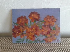 marigolds original oil painting, marigolds wall art, Ukrainian flower painting