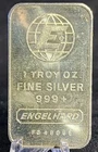 Vintage Engelhard 1 oz Silver 999 Fine Bar Classic Globe E/Logo Reverse #FG48881