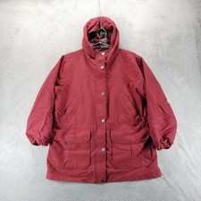 Woolrich Jacket Womens L Red Chore Barn Coat Field Pockets Flannel Lined