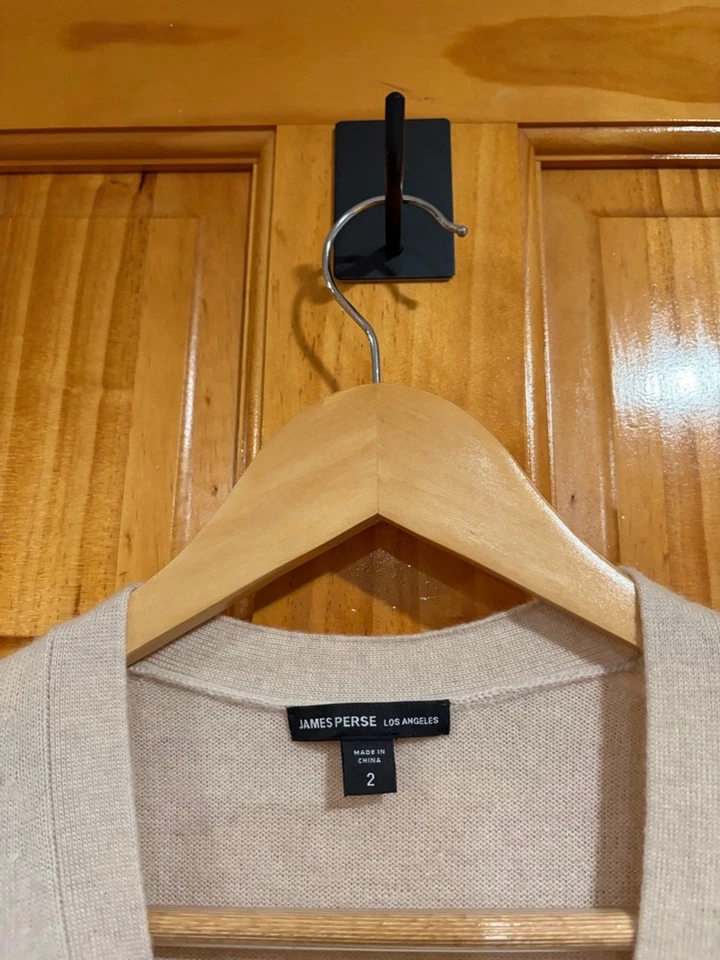 Cárdigan suéter James Perse cachemir talla 2 beige frente abierto tejido de lujo Foto 2 de 4