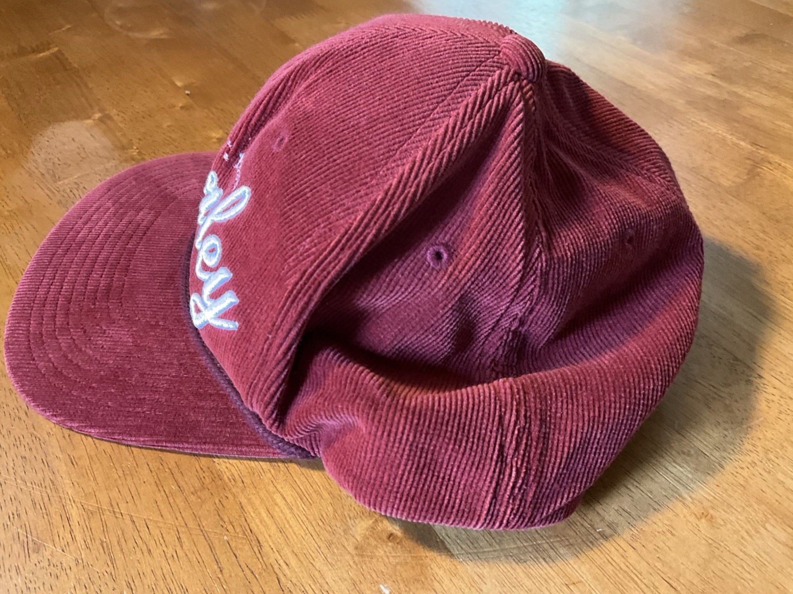 Hurley Script Snapback Hat Corduroy Burgundy Rope… - image 4