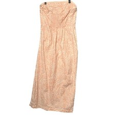Urban Outfitters Dress Womens M Pink White Zebra Print Strapless Linen Blend