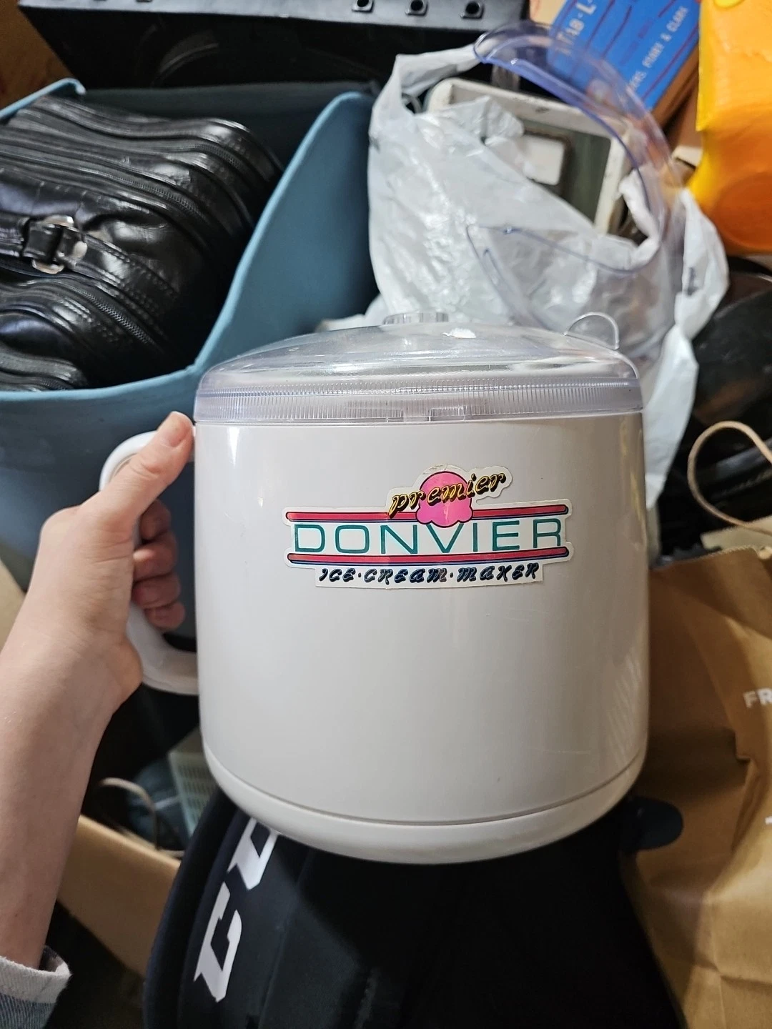 Donvier Premier Ice Cream Maker Frozen Dessert White 1Pint Hand Crank Japan Made