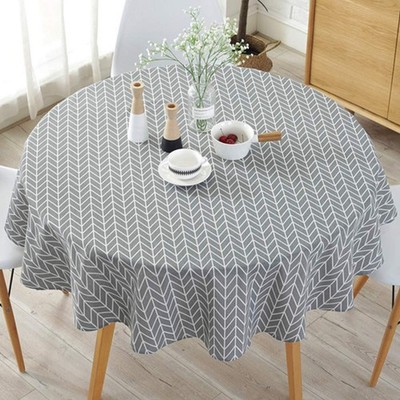 Table Cloth, Round Stripe Table Cover Nordic Twill Floral Tablecloth Washable...