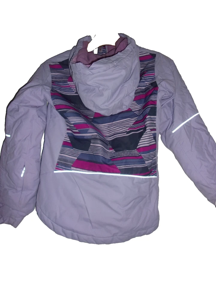 Chaqueta de Invierno Columbia Talla Pequeña 7/8 Gris Violeta Diseño Geométrico Niñas Foto 4 de 4