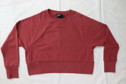 Nike Dry Cropped Women Girls Youth Sweatshirt Red Rose Pink Medium M Lux Fleece  - Picture 1 of 6