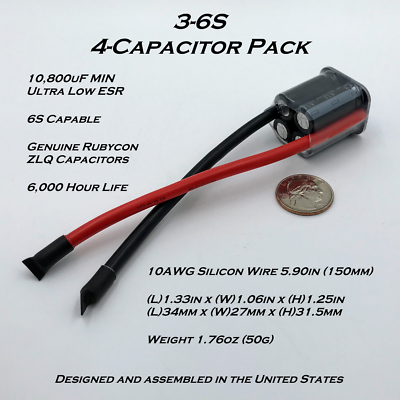 ATOMIC ESC Cap Pack 3-6S | Condensatori 10.800 UF / 25V | Fatti In USA Per Auto E Drone RC
