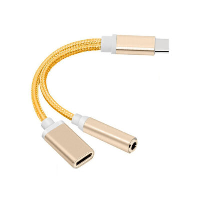2 IN 1 für Samsung Galaxy USB Typ C Zu 3.5 MM Audio Line Aux Kopfhörer Adapt DE