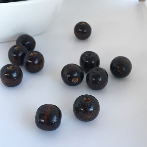 25X Brown Wooden Beads 16mm Round Wood Bead For DIY Macrame Craft 4mm hole - Picture 4 of 4