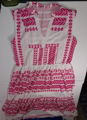Made With Love    Pink & White V Cut Full Length Dress Women's XL NWT